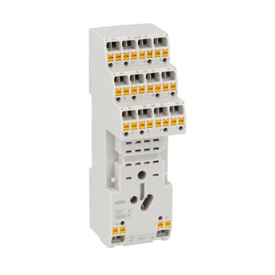Socket for relay with 4 C/O contacts, spring terminals. Push-in technology