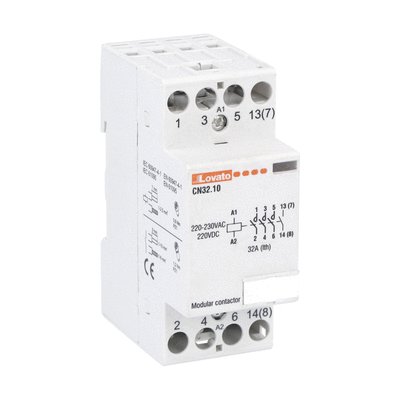 Modular contactor, three-pole or four-pole, 32A AC1, 24VAC/DC (4NO)