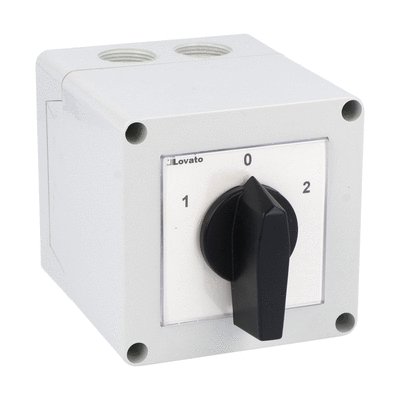 Enclosed rotary cam switch 7GN series, changeover switch 4 poles 32A in plastic enclosure 90X90mm with black handle