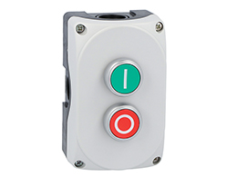 Grey control station LPZP2A8 complete with green flush pushbutton "I" LPCB1113 1NO and red flush pushbutton "O" LPCB1104 1NC