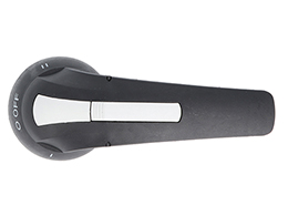 Door-coupling lever handle, padlockable. Black rotating type with screw fixing on door, 396mm/15.6”; □14mm/0.6”. IEC IP65