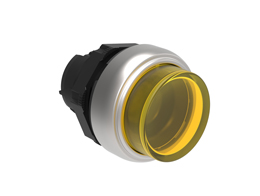 Illuminated button actuator, spring return Ø22mm Platinum series chromed plastic, extended, yellow