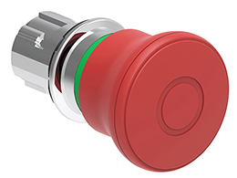 Mushroom head pushbutton actuator Ø22mm Platinum series metal, latch, pull to release, Ø40mm. For emergency stopping. ISO 13850. Red