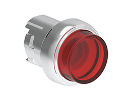 Illuminated button actuator, spring return Ø22mm Platinum series metal, extended, red