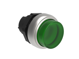 Illuminated button actuator, spring return Ø22mm Platinum series chromed plastic, extended, green