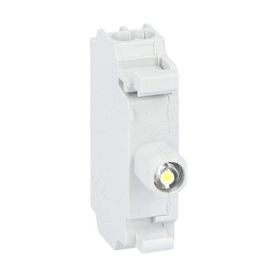 LED integrated lamp-holder, steady light Ø22mm Platinum series, spring-clamp termination, 185...265VAC. White
