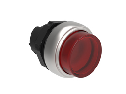 Illuminated button actuator, spring return Ø22mm Platinum series chromed plastic, extended, red