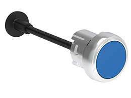 Mechanical RESET button, complete unit, spring return Ø22mm Platinum series metal, flush. Adjustable length 0...150mm/5.9in, blue