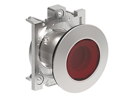Illuminated Push-Push button actuator Ø30mm Platinum series flat metal, flush. Push ON-Push OFF, red