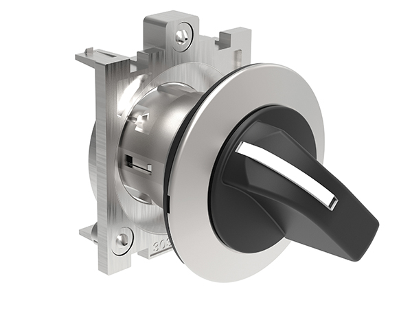 Selector switch actuator knob Ø30mm Platinum series flat metal, 3 position, 1 - 0 - 2