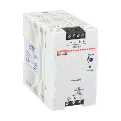 Compact DIN rail switching power supply, single-phase. 24VDC, 4.2A/100W