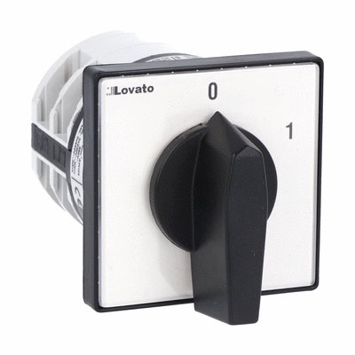 Rotary cam switch 7GN series, ON-OFF switch 2 poles 32A, for front mounting with black handle, front plate 65X65mm