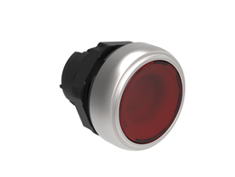 Illuminated button actuator, spring return Ø22mm Platinum series chromed plastic, flush, red