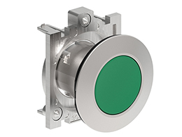 Pushbutton actuator, spring return Ø30mm Platinum series flat metal, flush, green