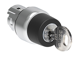 Selector switch actuator key Ø22mm Platinum series metal, 3 position, 1 - 0 < 2. Withdral at 1