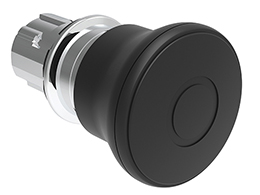Mushroom head pushbutton actuator Ø22mm Platinum series metal, latch, pull to release, Ø40mm. For normal stopping. Black