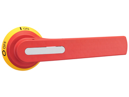 Door-coupling handle. For GMF J600...GMF L800. Screw fixing. 175mm/6.89” lever length pistol handle - defeatable (req. UL508A). Red/yellow. □12mm/0.47”