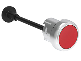 Mechanical RESET button, complete unit, spring return Ø22mm Platinum series metal, flush. Adjustable length 0...150mm/5.9in, red