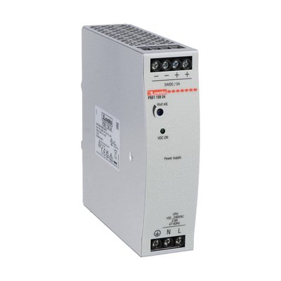 Alimentation à découpage compacte pour rail DIN, monophasée. 24VDC, 5A/120W