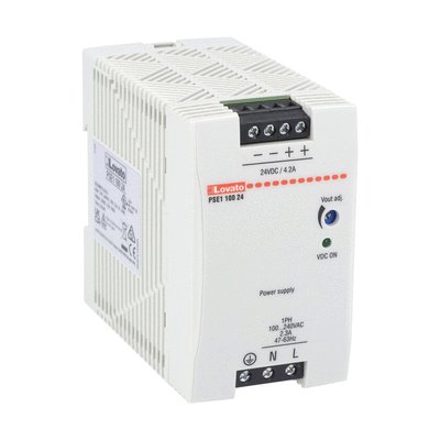 Alimentation à découpage compacte pour rail DIN, monophasée. 24VDC, 4.2A/100W