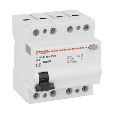 Residual current operated circuit breaker - selective, 4 modules, 4P - type A, 40A, 300mA