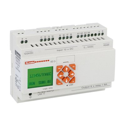 Micro PLC, base module with display, auxiliary supply voltage 12/24VDC, 12/8 relay, built-in Ethernet and RS485 port