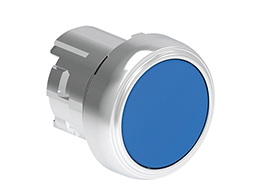 Bouton poussoir affleurant a impulsion serie platinum metal Ø22mm bleu