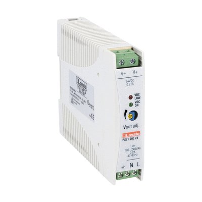 Alimentatore switching, esecuzione per fissaggio su guida DIN, monofase. 24VDC, 0,21A/5W