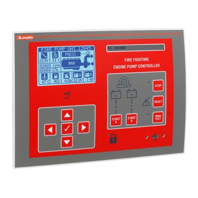 Controllore per motopompa antincendio secondo EN 12845, alimentazione 12/24VDC, RS485 integrata, espandibile con moduli di espansione serie EXP...