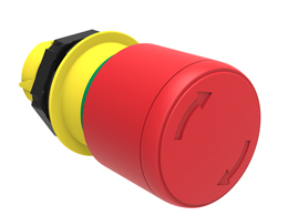 蘑菇头按钮头 Ø22mm 铂金系列 镀铬塑料, 闭锁, 旋转复位, Ø30mm. 用于紧急停机. ISO 13850. 红色