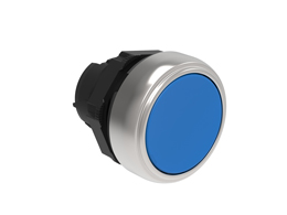 按钮头, 自复位 Ø22mm 铂金系列 镀铬塑料, 平齐型, 蓝色