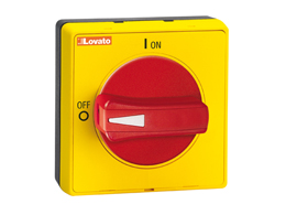 柜门联锁手柄, 可挂锁.红色/黄色, 旋转型, 用于GA...A, GA063SA, GA...C和GA...D. 螺丝固定. 凸型. 5mm/0.2”. IEC IP65/UL 防护等级 4X