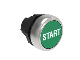 按钮头, 自复位, 带符号 Ø22mm 铂金系列 镀铬塑料, 平齐型, START/绿色