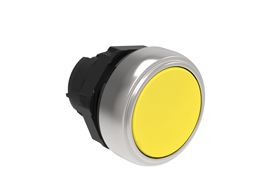 按钮头, 自复位 Ø22mm 铂金系列 镀铬塑料, 平齐型, 黄色