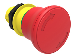蘑菇头按钮头 Ø22mm 铂金系列 镀铬塑料, 闭锁, 旋转复位, Ø40mm. 用于紧急停机. ISO 13850. 红色