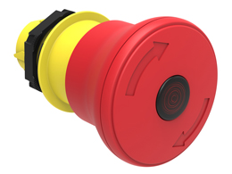 带灯蘑菇头按钮头 Ø22mm 铂金系列 镀铬塑料, 闭锁, 旋转复位, Ø40mm. 用于紧急停机. ISO 13850. 红色