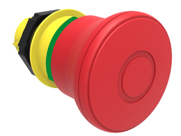 蘑菇头按钮头 Ø22mm 铂金系列 镀铬塑料, 闭锁, 拉起复位, Ø40mm. 用于紧急停机. ISO 13850. 红色