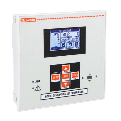 Automatic mains failure (AMF) gen-set controller, 12/24VDC, USB/optical and Wi-Fi point programming port on front, W/Pick-up speed input, IP54, expandable with EXP... modules