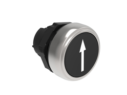 按钮头, 自复位, 带符号 Ø22mm 铂金系列 镀铬塑料, 平齐型, ↑/黑色