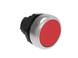 Tlačítkový ovladač, s návratem Ø22mm řada Platinum chromovaný plast, lícující, červený