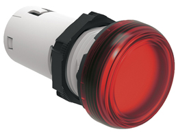 LED integrated monoblok pilot light, trvale svítící Ø22mm řada Platinum chromovaný plast, červený, 230VAC