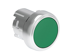 Tlačítko s návratem, kovová řada Platinum, Ø22mm, lícující, zelené