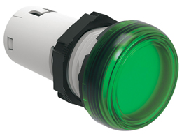 LED integrated monoblok pilot light, trvale svítící Ø22mm řada Platinum chromovaný plast, zelený, 24VAC/DC