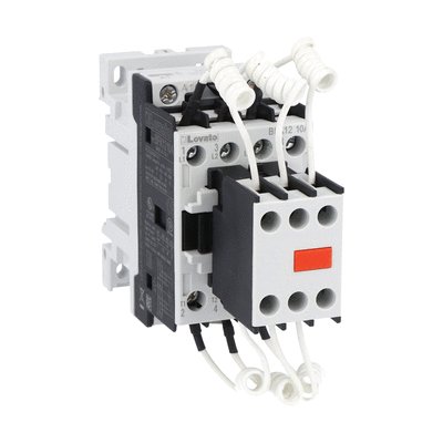 Contactor para corrección del factor de potencia con circuito de control en AC, tipo BFK (con resistencias limitadoras), potencia nominal máxima (IEC) 400V = 12.5kvar, bobina 230VAC 50/60Hz
