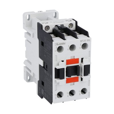 Three-pole contactor, IEC operating current Ie (AC3) = 26A, DC coil low consumption, 24VDC