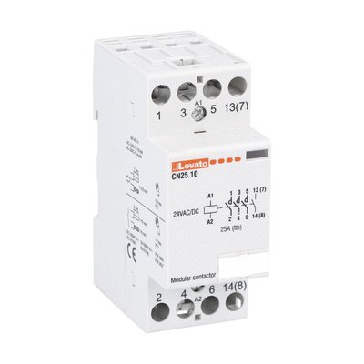 Modular contactor, three-pole or four-pole, 25A AC1, 24VAC/DC (4NO)