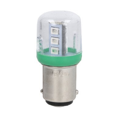 LED bulb, BA15D fitting, green, 110÷120VAC