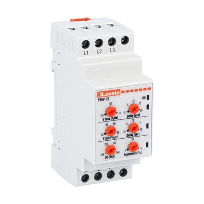 Voltage monitoring realy for three-phase system, without neutral, minimum and maximum AC voltage and asymmetry. Phase loss and incorrect phase sequence, 380...575VAC 50/60Hz