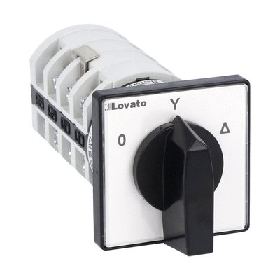 Rotary cam switch 7GN series, star-delta motor starter switch 25A, for front mounting with black handle, front plate 48X48mm