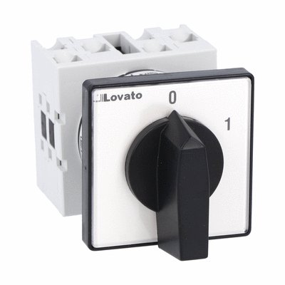 Rotary cam switch GX series, ON-OFF switch 2 poles 16A, for front mounting with black handle, front plate 48X48mm